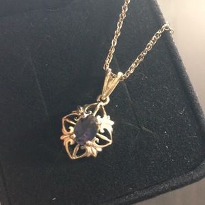 .925 sterling silver Victorian purple necklace